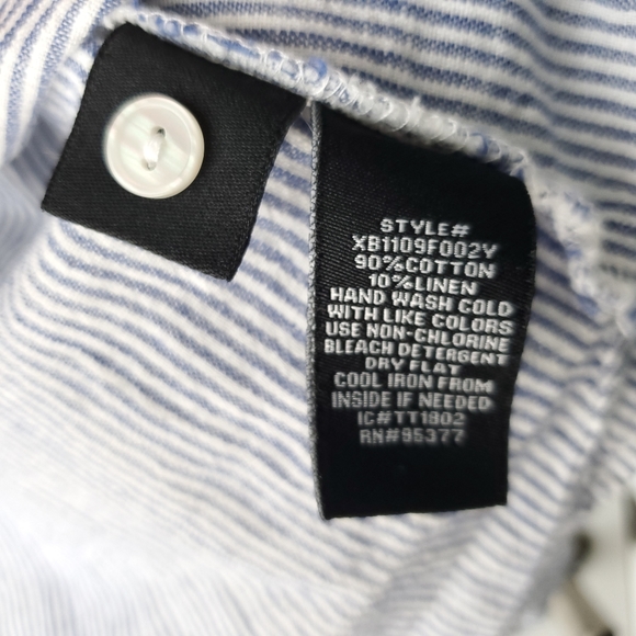 Sanctuary Women's Blue and White Pinstripe Ruffled Cuffs Button up Blouse - Picture 11 of 14